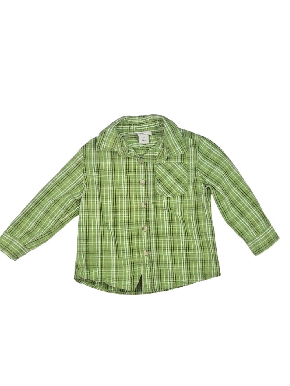 Retro 2T Toddler Green Plaid Long Sleeve Button Down Casual Boys Shirt
